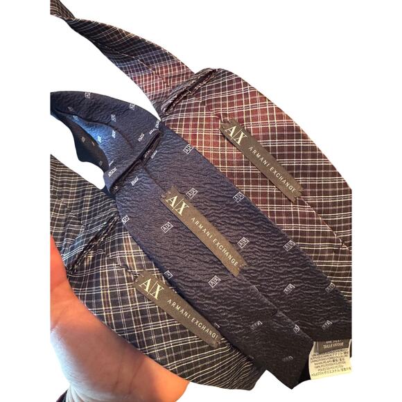 A|X ARMANI EXCHANGE Burgundy Navy Gray Silk Tie Bundle - Picture 3 of 5